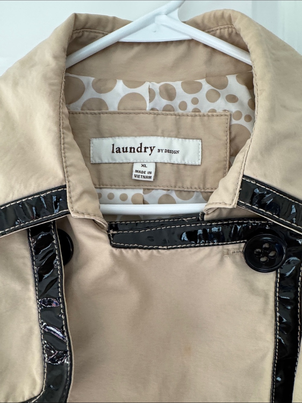 Laundry By Design Beige Trench Coat with Black Trim